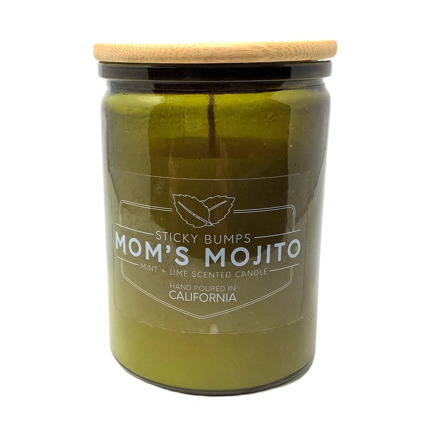 SB Mom's Mojito Candle - 'Lime + Mint' 10oz Green glass Bamboo lid