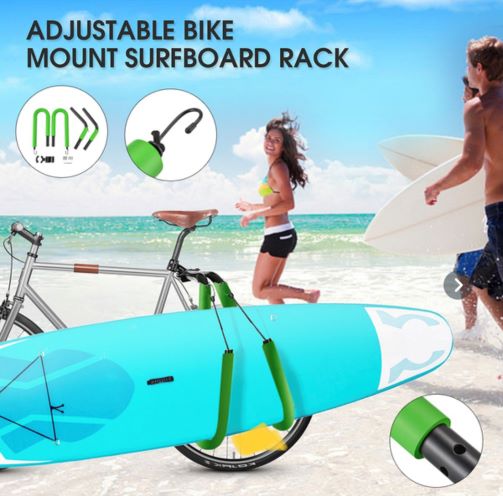 Ride to the beach in style!! Surf Repair Co Surfboard Bike Rack