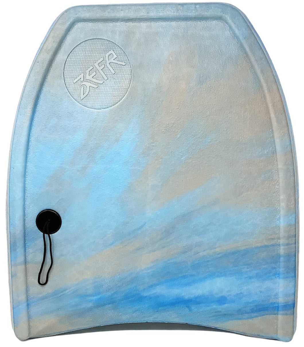 G-300 Low Rider Kick Board | Mini Bodyboard with Leash | Lightweight and Durable (Blue Tones with Grey)